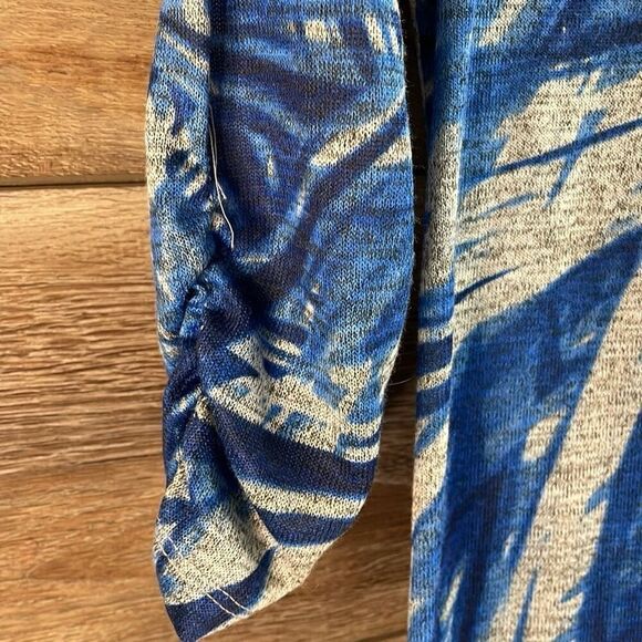 GRAYSON Womens Floral Rhinestone Embellished 3/4 Ruched Sleeve Top Size PS - Picture 4 of 8